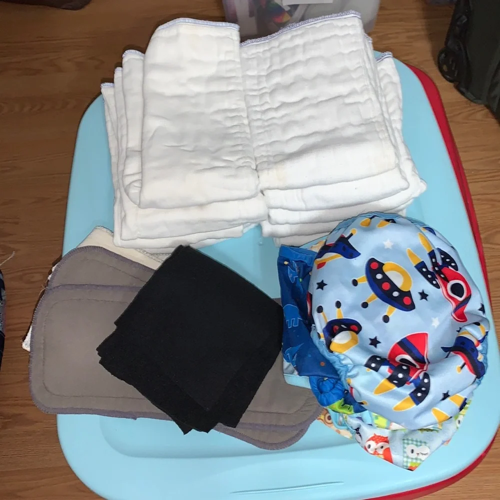 Cloth diaper covers and prefold cloth diapers. #5